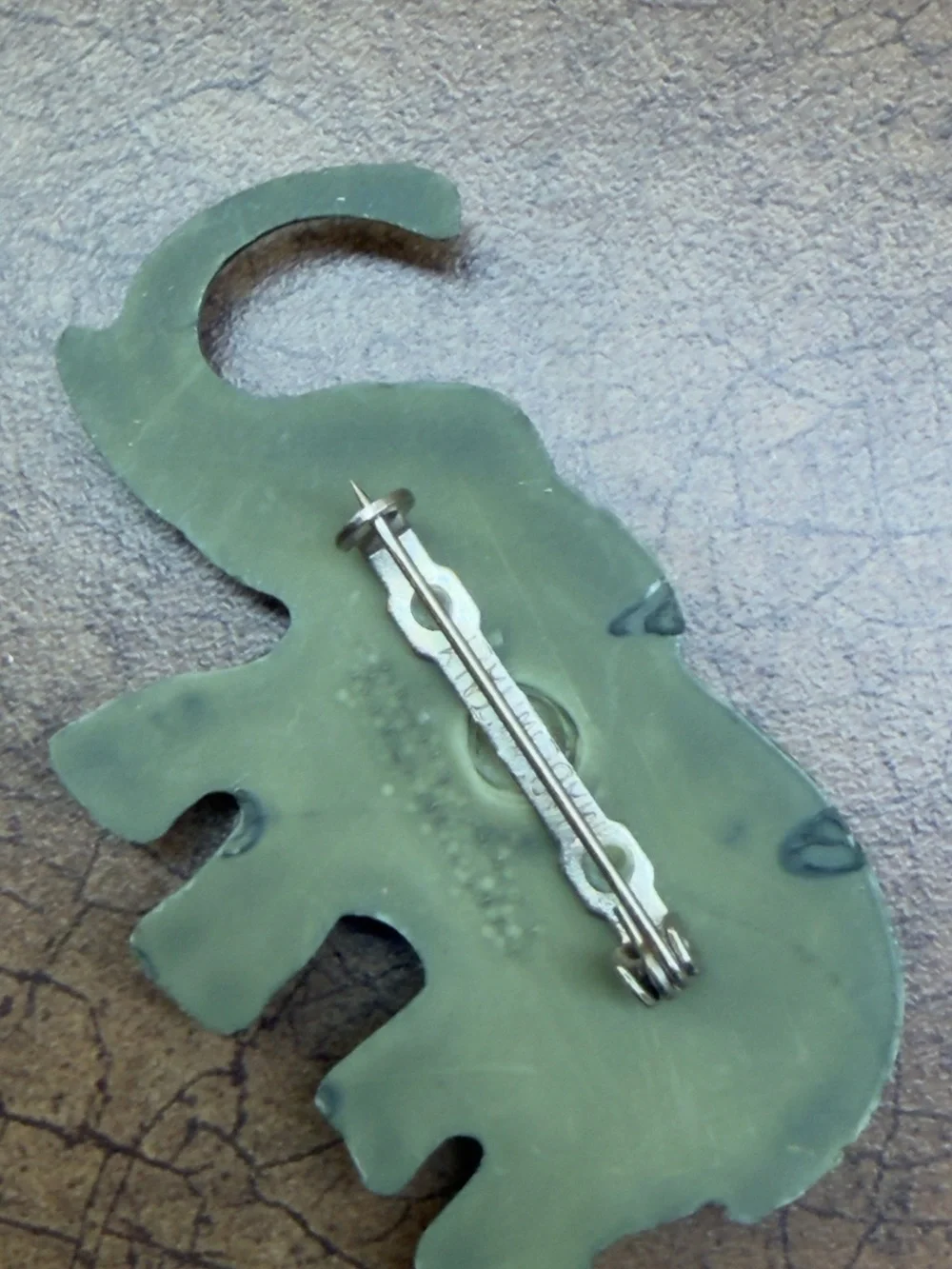 Olive Green Elephant Brooch